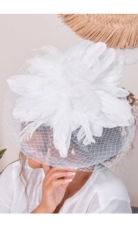 Elaborate Feather Fascinator with 3 Roses