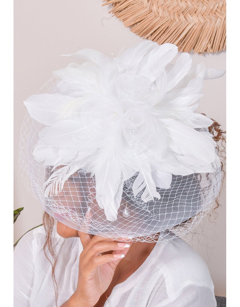 Elaborate Feather Fascinator with 3 Roses