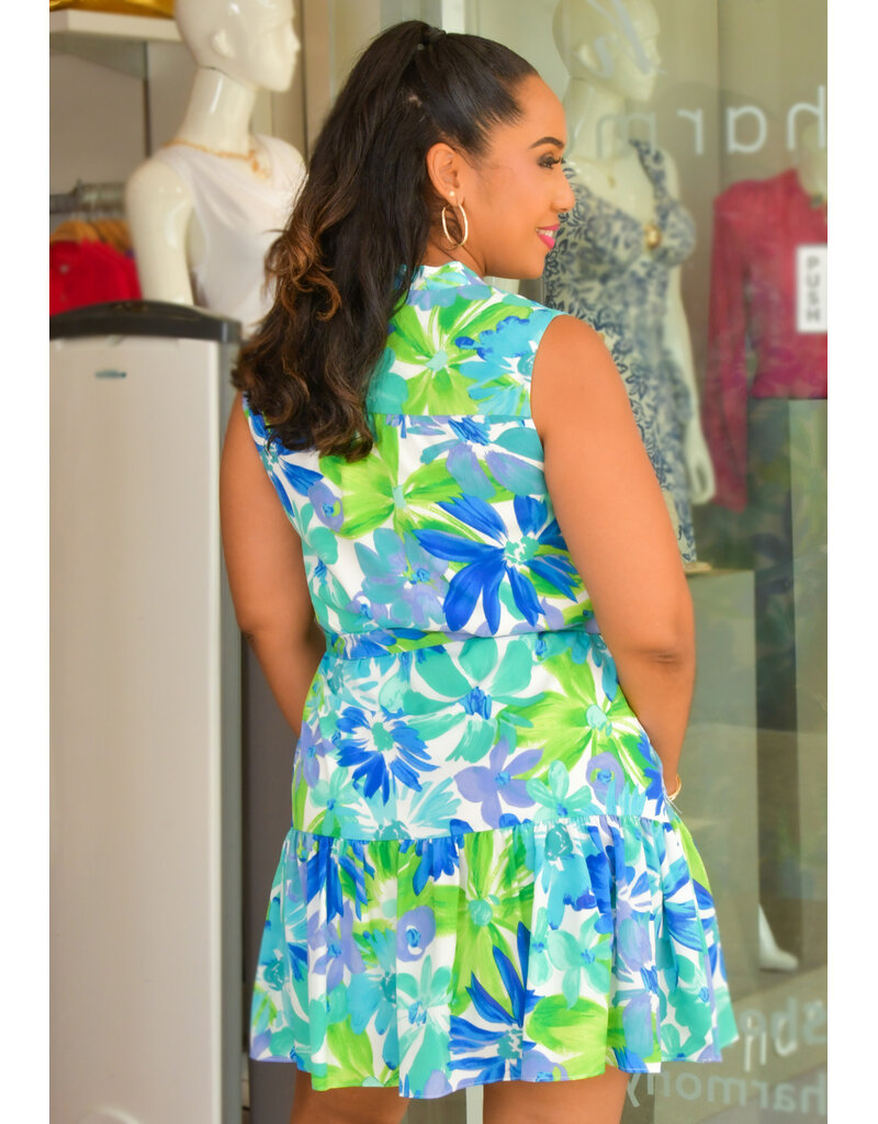 Jessica Howard ANDIA- Floral Split Neck Dress with Frill Hem