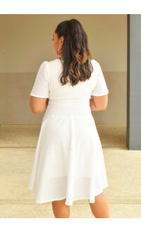 CRONEY- Solid Flare Dress with Short Sleeve