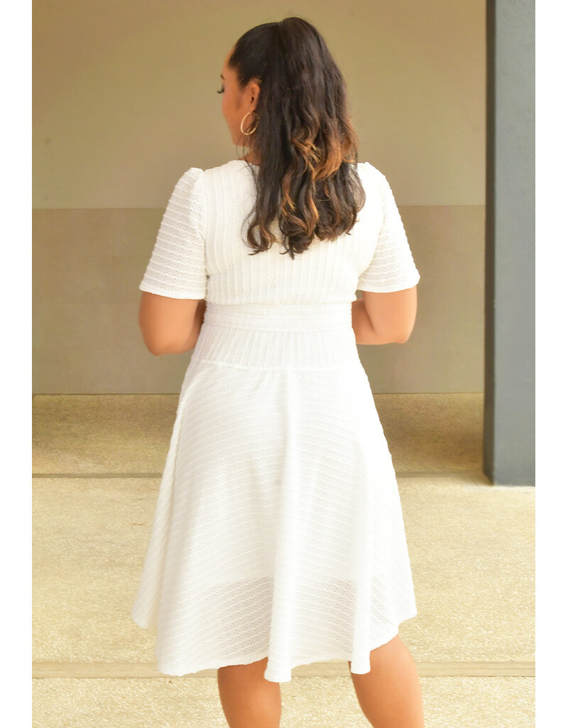 CRONEY- Solid Flare Dress with Short Sleeve