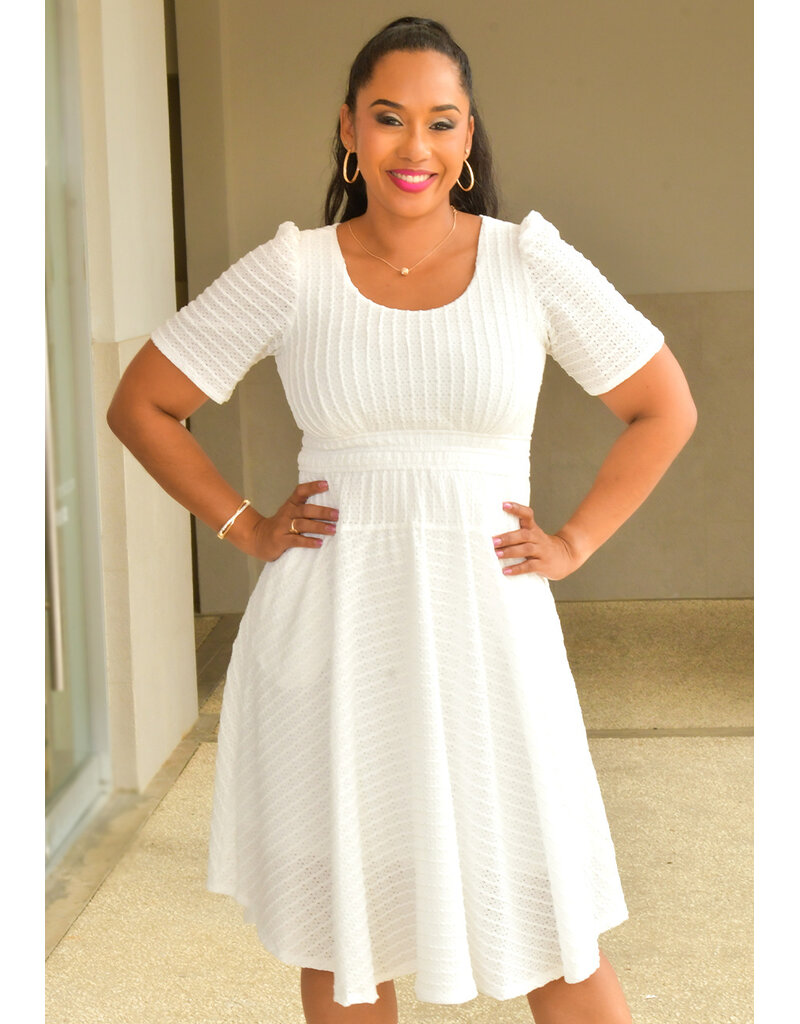 CRONEY- Solid Flare Dress with Short Sleeve