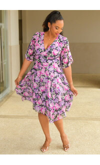 FADIRE- Floral Dress with Sleeves