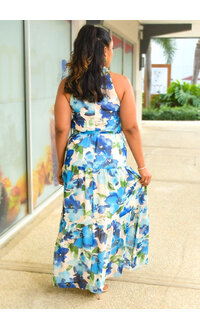 Julia Jordan FAYDEN- Long Floral Hi-Neck Dress