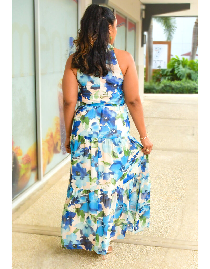 Julia Jordan FAYDEN- Long Floral Hi-Neck Dress