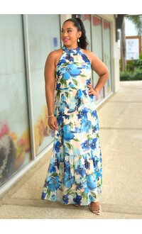 Julia Jordan FAYDEN- Long Floral Hi-Neck Dress