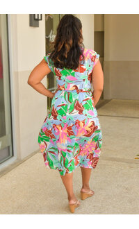 MAGGY  LONDON KAIDI- Floral Button Down Dress with Band