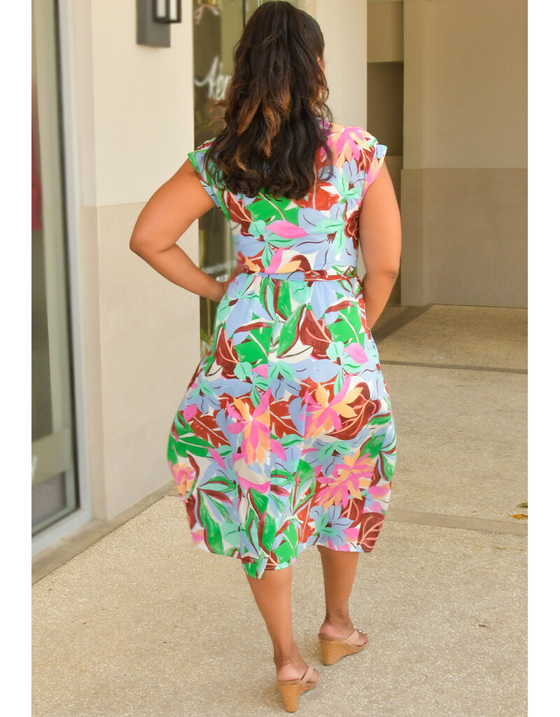 MAGGY  LONDON KAIDI- Floral Button Down Dress with Band