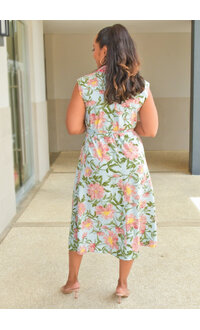 KEANY- Floral Armhole Dress with Collar