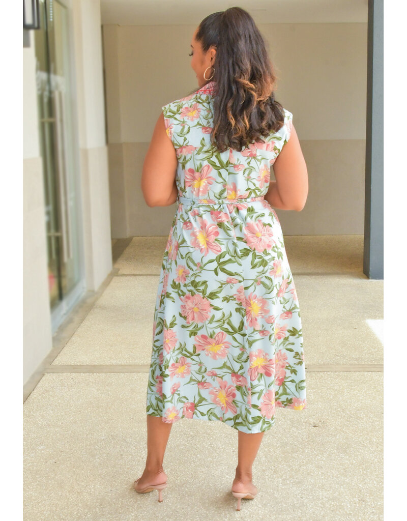 KEANY- Floral Armhole Dress with Collar