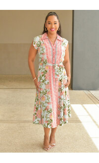 KEANY- Floral Armhole Dress with Collar