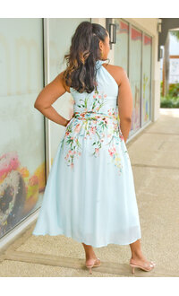 Maison Tara KEILANY- Floral Hi-Neck Dress with Band