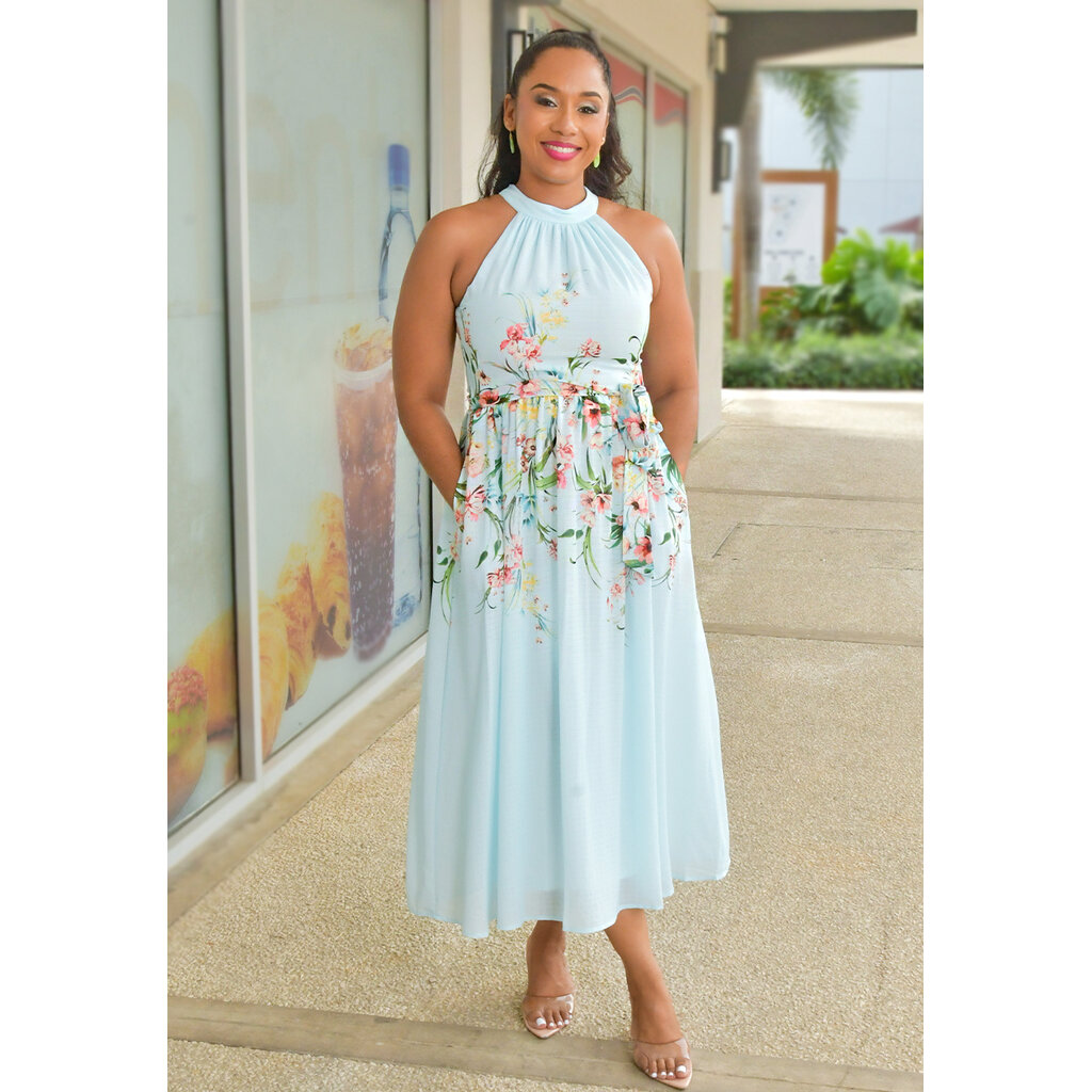 KEILANY- Floral Hi-Neck Dress with Band