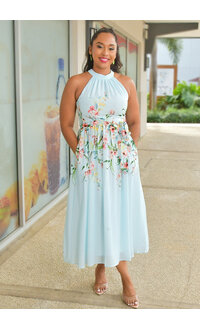 Maison Tara KEILANY- Floral Hi-Neck Dress with Band