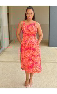 KIHIE- Printed Armhole Dress with Elastic Waist