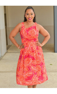 KIHIE- Printed Armhole Dress with Elastic Waist