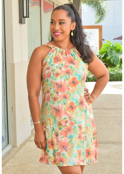 ZAC & RACHEL KITU- Printed Armhole Dress with Round Neck