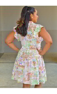 Maison Tara KIVER- Floral Button Down Frill Arm Dress