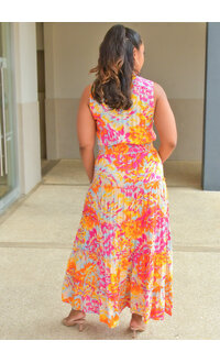 MSK KIRILL - Long Printed Dress with Elastic Waist