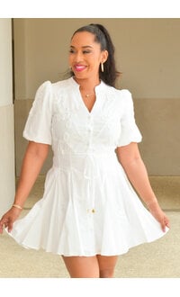 KROP- Button Down Dress with Ballon Sleeves