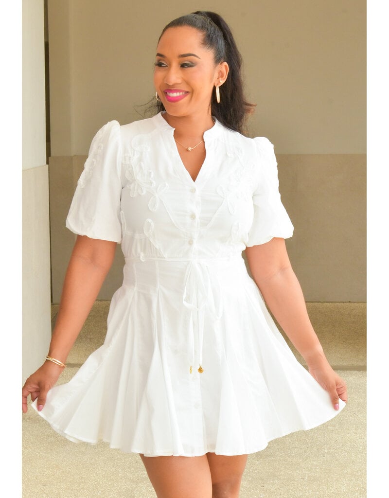 KROP- Button Down Dress with Ballon Sleeves