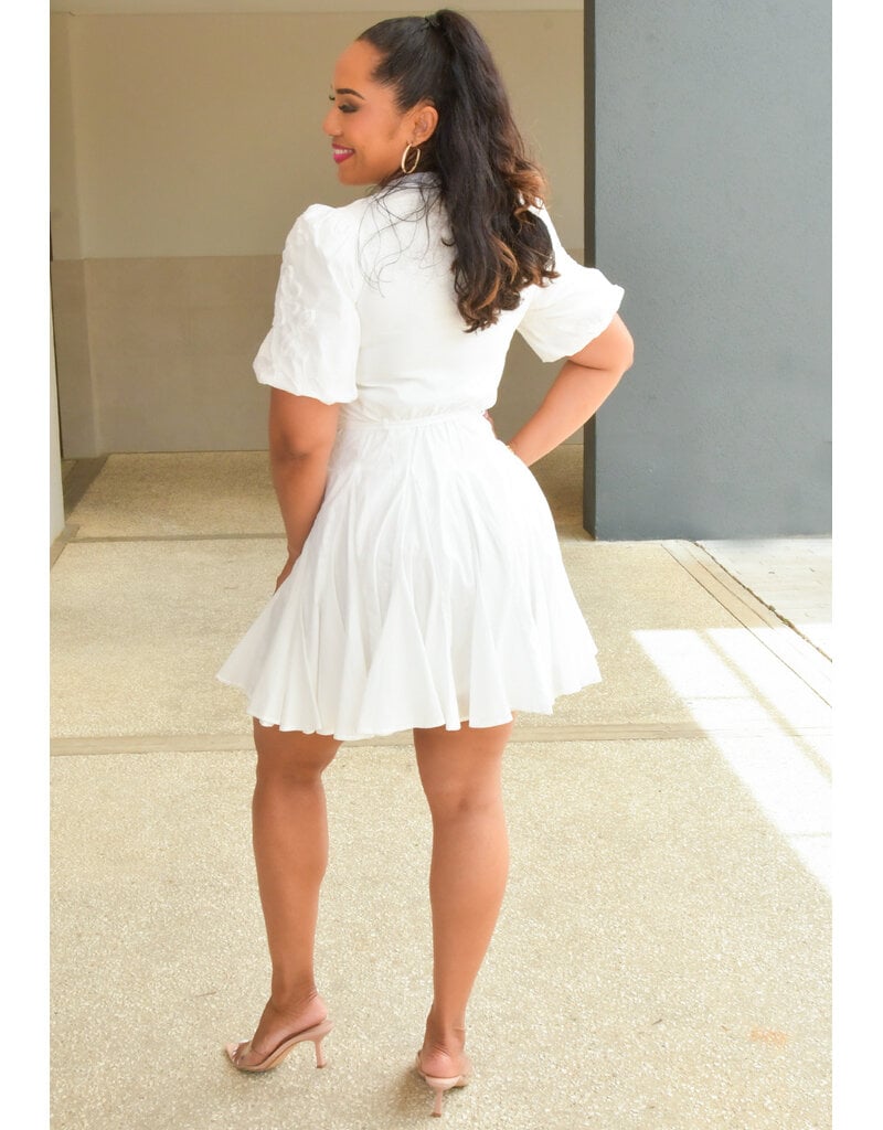 KROP- Button Down Dress with Ballon Sleeves