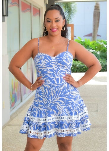 BLESS ME KYRLIN- Short Printed Dress with Spaghetti Straps