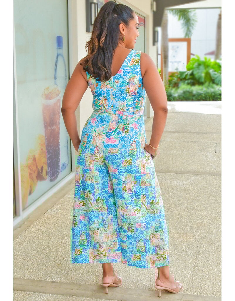 REQUNA- Floral V-Neck Jumper with Band