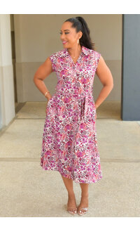 RIAK- Printed Button Down Dress with Collar