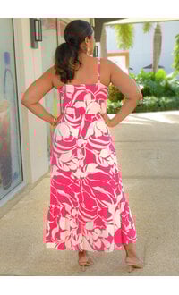 Second Generation KINGY- Long Printed Spaghetti Strap Dress