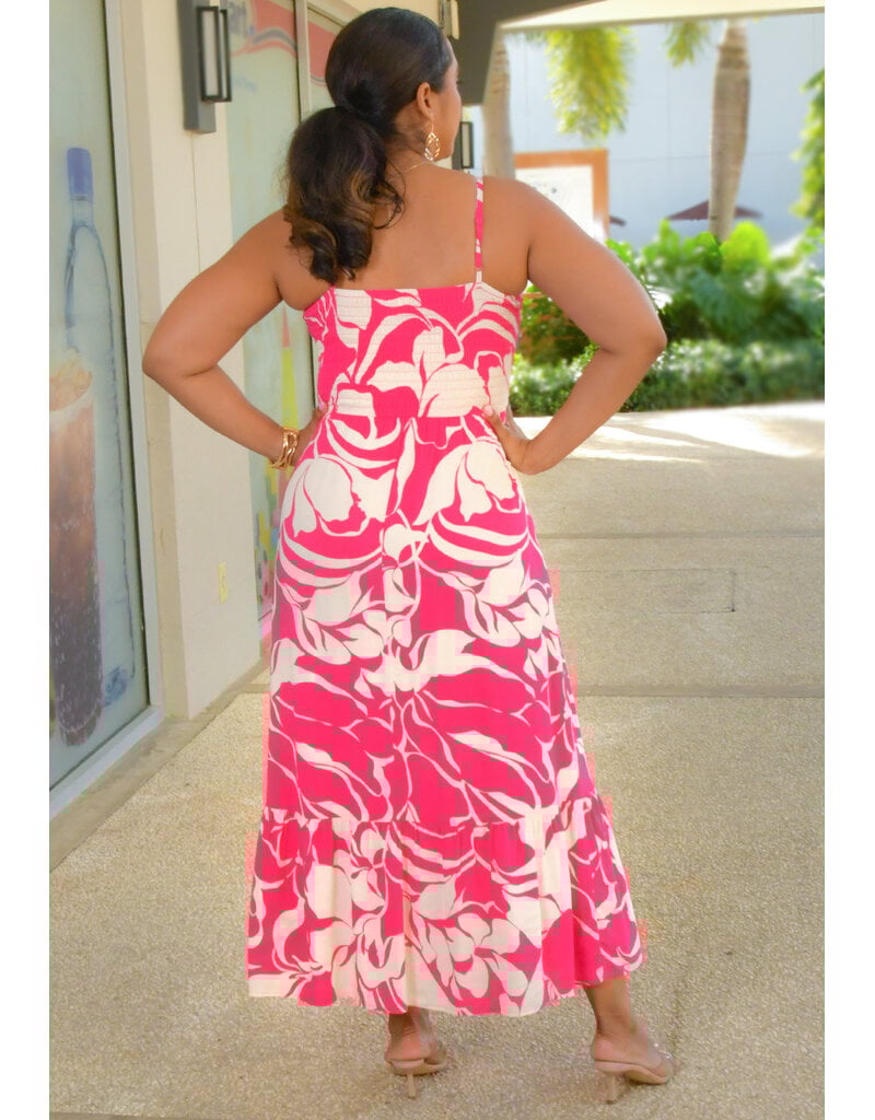 Second Generation KINGY- Long Printed Spaghetti Strap Dress