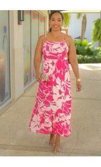 Second Generation KINGY- Long Printed Spaghetti Strap Dress