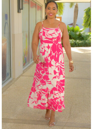 Second Generation KINGY- Long Printed Spaghetti Strap Dress