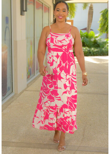 Second Generation KINGY- Long Printed Spaghetti Strap Dress