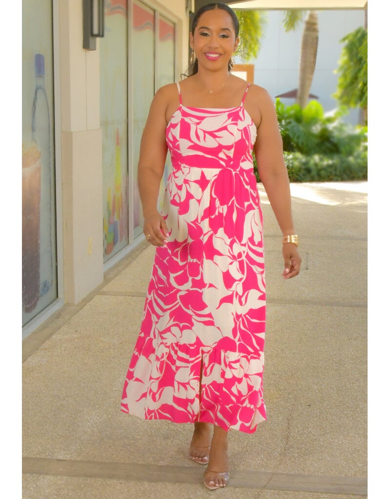 Second Generation KINGY- Long Printed Spaghetti Strap Dress