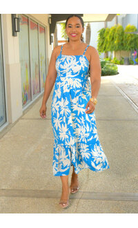 Second Generation KINGY- Long Printed Spaghetti Strap Dress