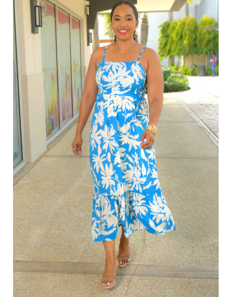 Second Generation KINGY- Long Printed Spaghetti Strap Dress
