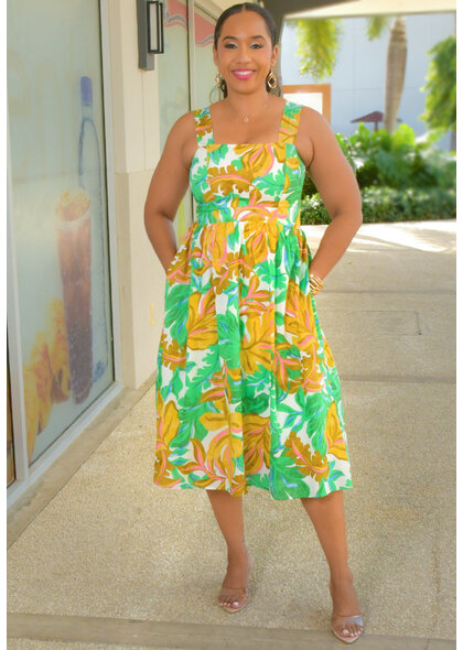 MAGGY  LONDON KABIE- Floral Print Thin Strap Dress