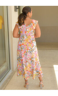 FINNER- Long Frill V-Neck Dress