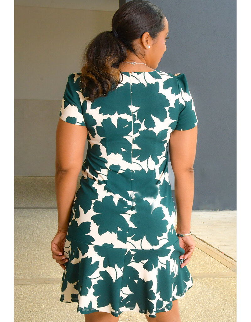 Shelby & Palmer KAHEEM- Floral Short Sleeve Frill Hem Dress