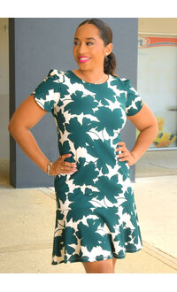 Shelby & Palmer KAHEEM- Floral Short Sleeve Frill Hem Dress