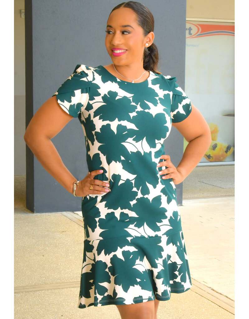 Shelby & Palmer KAHEEM- Floral Short Sleeve Frill Hem Dress