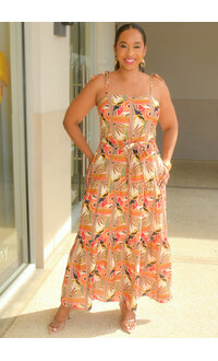 Julia Jordan NABEL- Long Printed Dress with Tie Straps