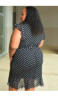Shelby & Palmer RETTI- Plus Size Polka Dot Dress with Frill Arms