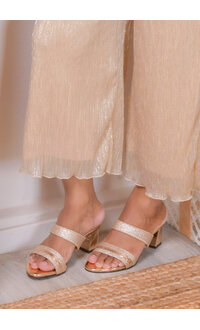 PENNE Glitter Double Strap Chunky Heel Shoes