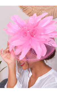 Elaborate Feather Fascinator with 3 Roses