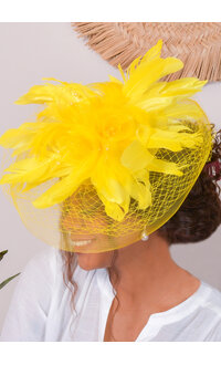 Elaborate Feather Fascinator with 3 Roses