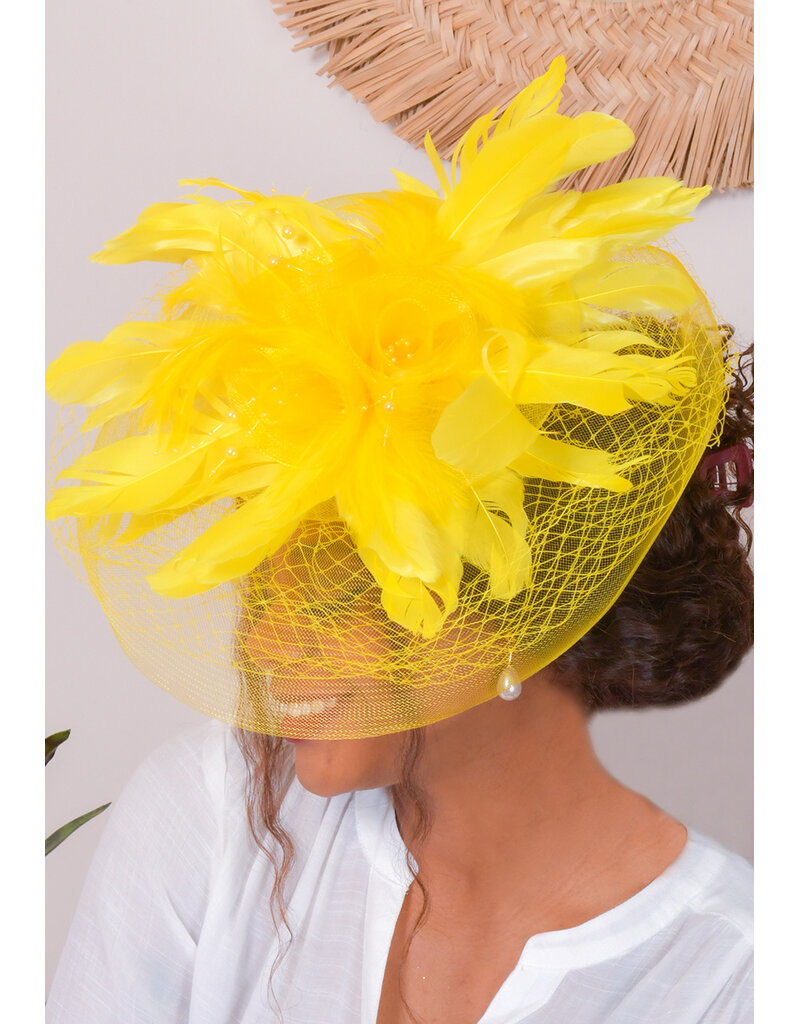 Elaborate Feather Fascinator with 3 Roses
