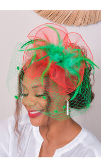 Fascinator with Feather and Dotted Veil