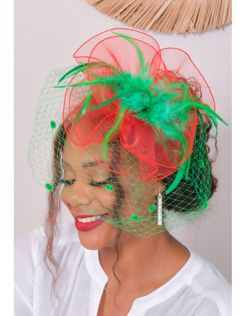 Fascinator with Feather and Dotted Veil